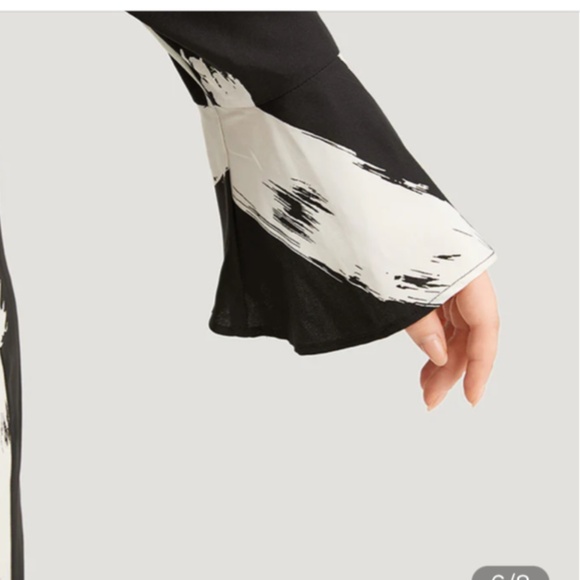 BLOOMCHIC BLACK AND WHITE BUTTON FRONT BRUSHSTROKE JUMPSUIT SIZE US 18-20 - Picture 6 of 9